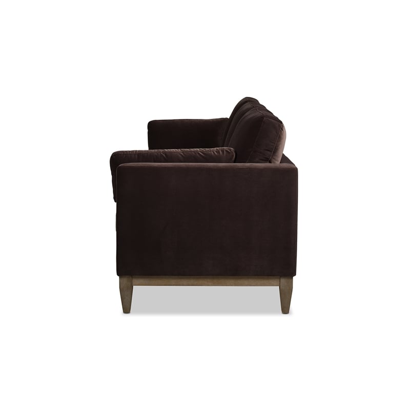 2 Piece Knox Modern Farmhouse Deep Velvet Sofa Set in Deep Brown