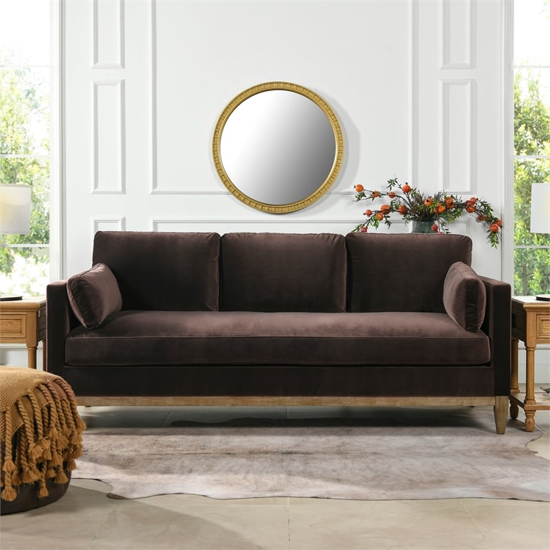 2 Piece Knox Modern Farmhouse Deep Velvet Sofa Set in Deep Brown