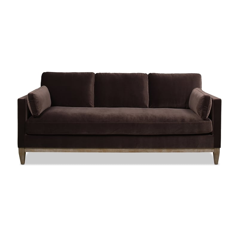 2 Piece Knox Modern Farmhouse Deep Velvet Sofa Set in Deep Brown