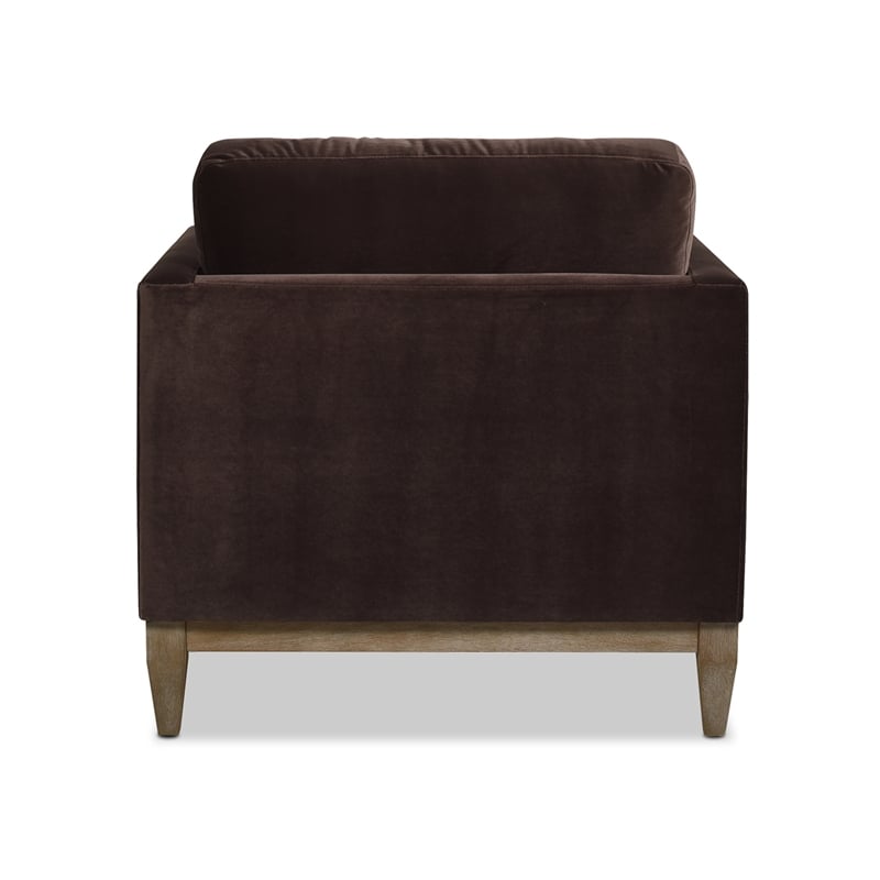 2 Piece Knox Modern Farmhouse Deep Velvet Sofa Set in Deep Brown