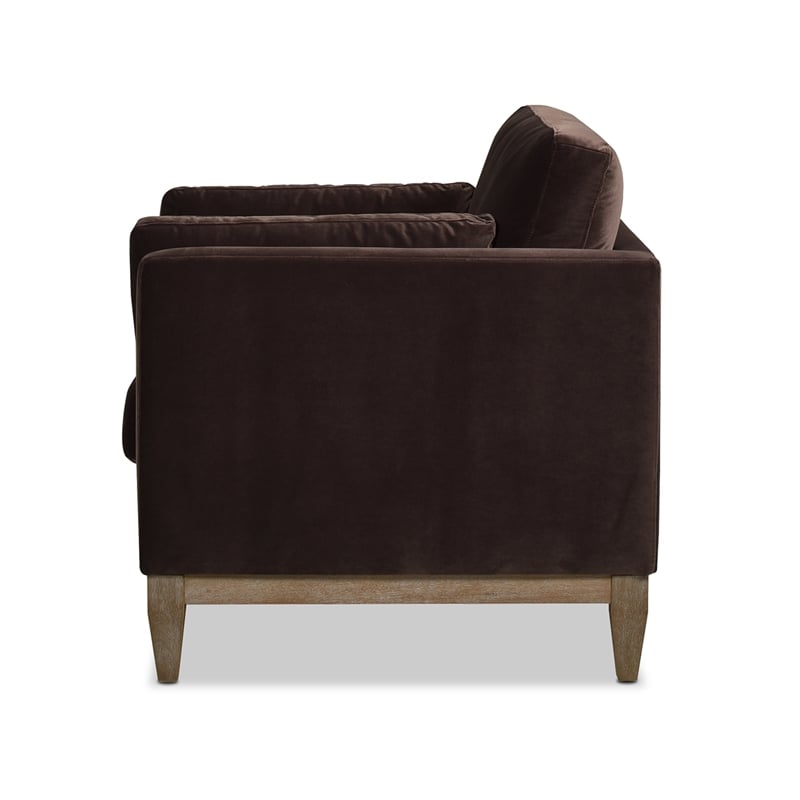 2 Piece Knox Modern Farmhouse Deep Velvet Sofa Set in Deep Brown