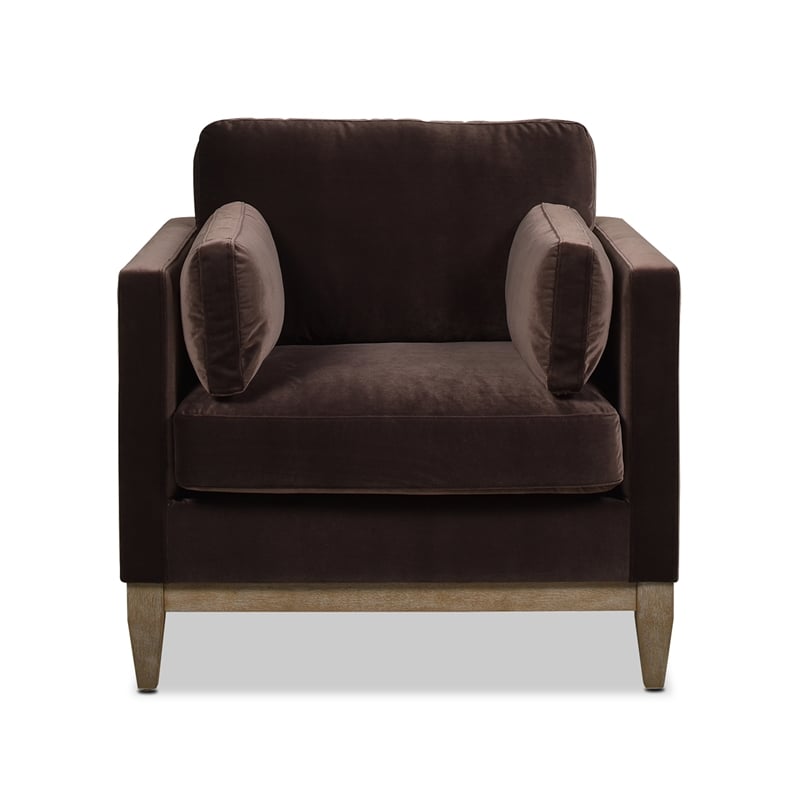 2 Piece Knox Modern Farmhouse Deep Velvet Sofa Set in Deep Brown