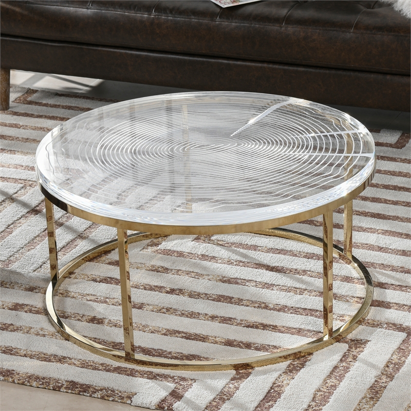 Jth Luxe Dendros Live Edge Mimic Round, Acrylic Coffee Table South Africa