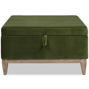 Knox 35&quot Square Storage Cocktail Ottoman Olive Green Performance Velvet