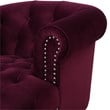 3 Piece La Rosa Chesterfield Tufted Velvet Sofa Set in Burgundy Red