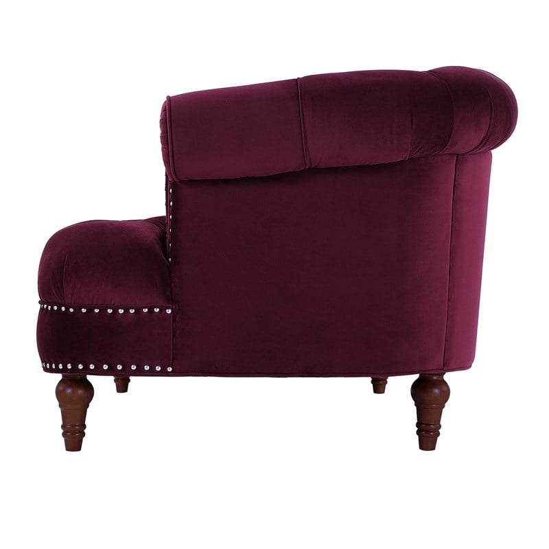 3 Piece La Rosa Chesterfield Tufted Velvet Sofa Set in Burgundy Red
