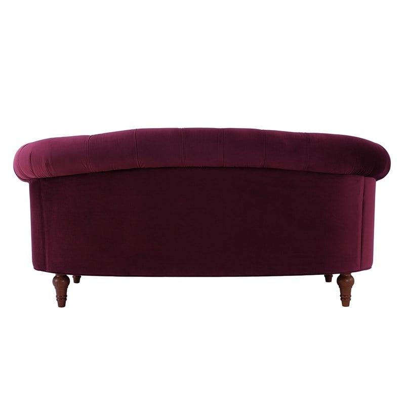 3 Piece La Rosa Chesterfield Tufted Velvet Sofa Set in Burgundy Red