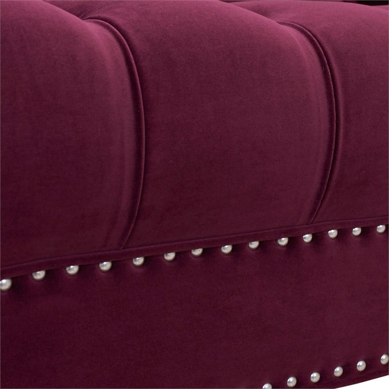 3 Piece La Rosa Chesterfield Tufted Velvet Sofa Set in Burgundy Red