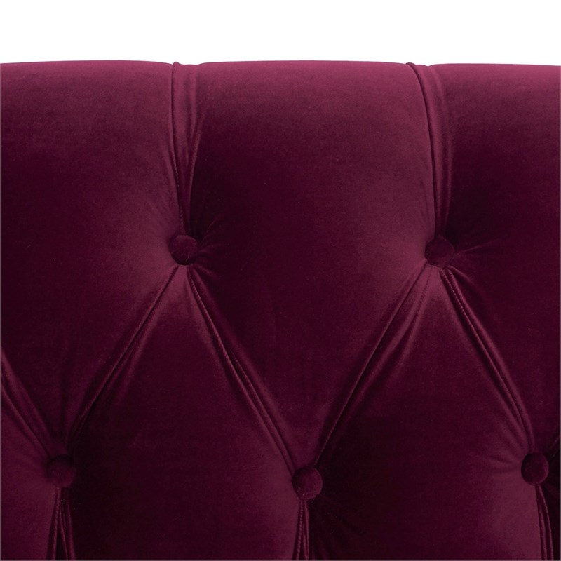 3 Piece La Rosa Chesterfield Tufted Velvet Sofa Set in Burgundy Red