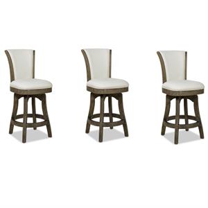 Henry 26&quot Armless Swivel Counter Height Bar Stool Natural White Linen 3 Pc Set