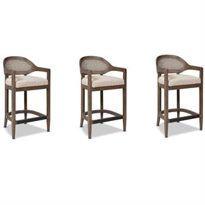 Americana 26&quot Cane Back Counter Height Bar Stool Taupe Beige 3 Piece Set