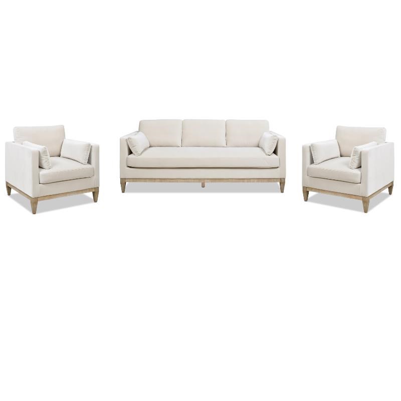 Knox Modern Farmhouse 3 Piece Velvet Arm Chair & Sofa Set in Beige