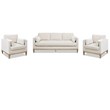 Knox Modern Farmhouse 3 Piece Velvet Arm Chair & Sofa Set in Beige