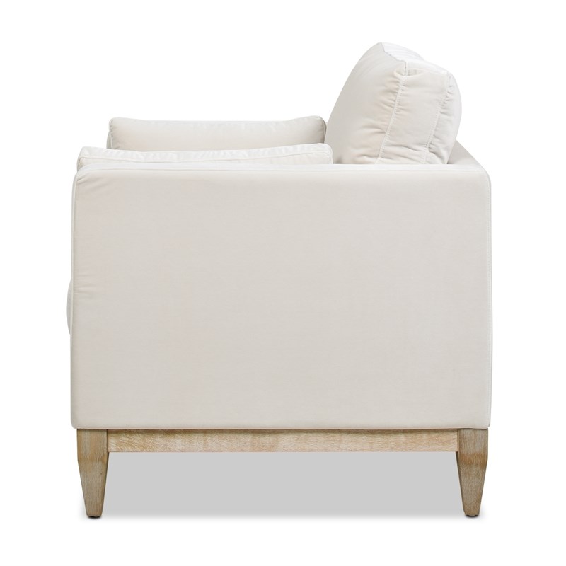 Knox Modern Farmhouse 3 Piece Velvet Arm Chair & Sofa Set in Beige