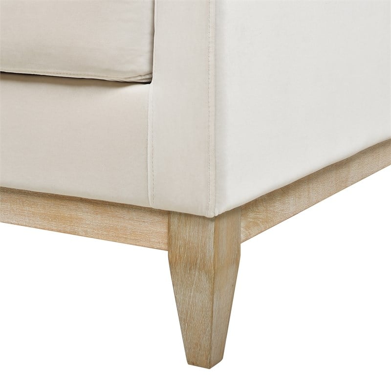 Knox Modern Farmhouse 3 Piece Velvet Arm Chair & Sofa Set in Beige