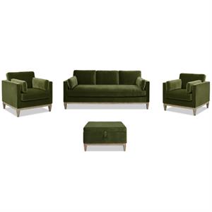4 Pc Knox Modern Farmhouse Sofa Armchair Storage Ottoman Set