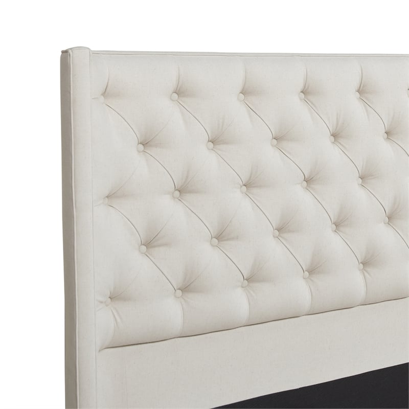 Manhattan Shelter King Platform Bed Frame Light Beige