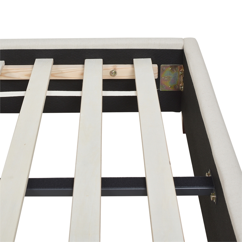Manhattan Shelter King Platform Bed Frame Light Beige