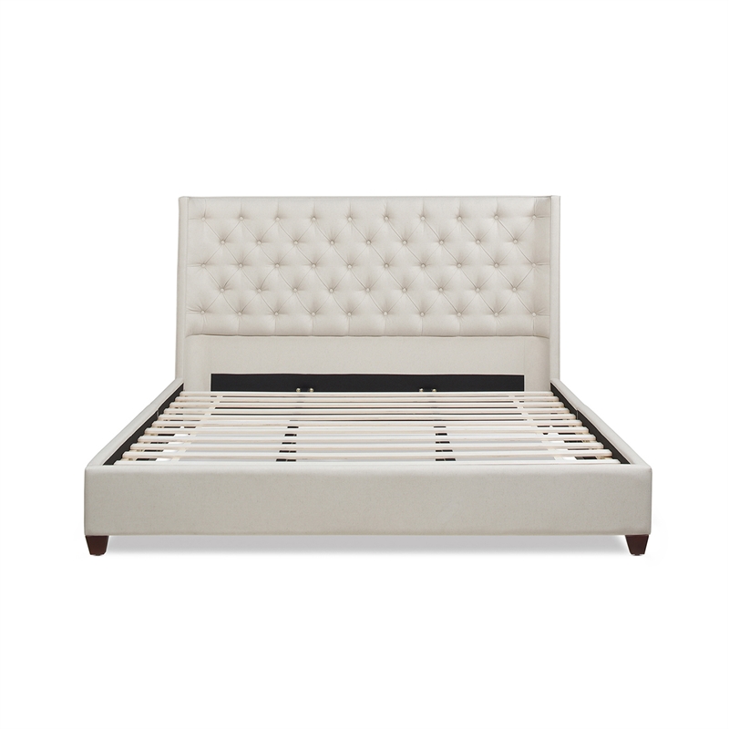 Manhattan Shelter King Platform Bed Frame Light Beige