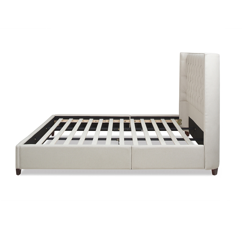 Manhattan Shelter King Platform Bed Frame Light Beige