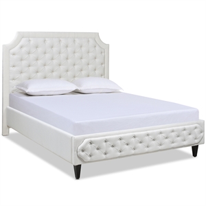helen tall upholstered tufted platform bed frame antique white