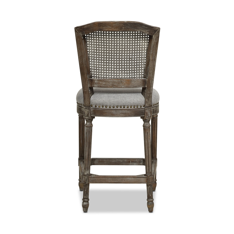 Triomphe Rattan Wicker High Back Armless Counter Bar Stool Dark Heathered Grey