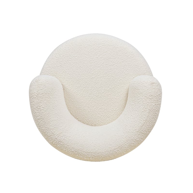 Jennifer Taylor Home Fuji 360 Swivel Barrel Back Accent Chair Ivory White Boucle