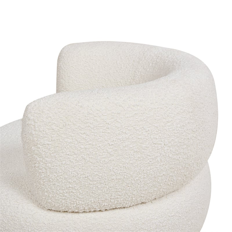 Jennifer Taylor Home Fuji 360 Swivel Barrel Back Accent Chair Ivory White Boucle