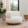Jennifer Taylor Home Fuji 360 Swivel Barrel Back Accent Chair Ivory White Boucle