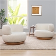 Jennifer Taylor Home Fuji 360 Swivel Barrel Back Accent Chair Ivory White Boucle