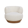 Jennifer Taylor Home Fuji 360 Swivel Barrel Back Accent Chair Ivory White Boucle