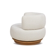 Jennifer Taylor Home Fuji 360 Swivel Barrel Back Accent Chair Ivory White Boucle