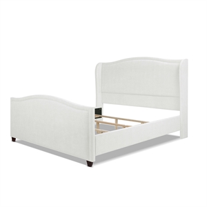 carmen king upholstered wingback panel bed frame antique white polyester