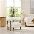 Fuji Mid Century Modern Barrel Accent Arm Chair Ivory White Boucle