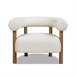 Fuji Mid Century Modern Barrel Accent Arm Chair Ivory White Boucle