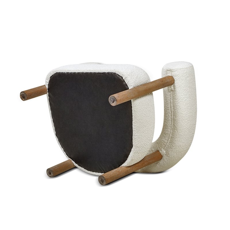 Fuji Mid Century Modern Barrel Accent Arm Chair Ivory White Boucle