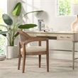 Americana Mid-Century Modern Cane Back Dining Chair Taupe Beige Textured Weave