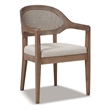 Americana Mid-Century Modern Cane Back Dining Chair Taupe Beige Textured Weave
