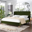 Stockholm Modern Wavy Headboard Platform Bed King Olive Green Performance Velvet