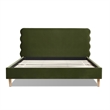 Stockholm Modern Wavy Headboard Platform Bed King Olive Green Performance Velvet