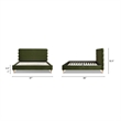 Stockholm Modern Wavy Headboard Platform Bed King Olive Green Performance Velvet