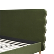 Stockholm Modern Wavy Headboard Platform Bed King Olive Green Performance Velvet