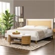 Haley Upholstered Cane Back Platform Bed King Eggshell White Linen