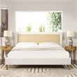 Haley Upholstered Cane Back Platform Bed King Eggshell White Linen