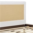 Haley Upholstered Cane Back Platform Bed King Eggshell White Linen