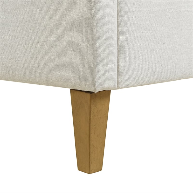 Haley Upholstered Cane Back Platform Bed King Eggshell White Linen