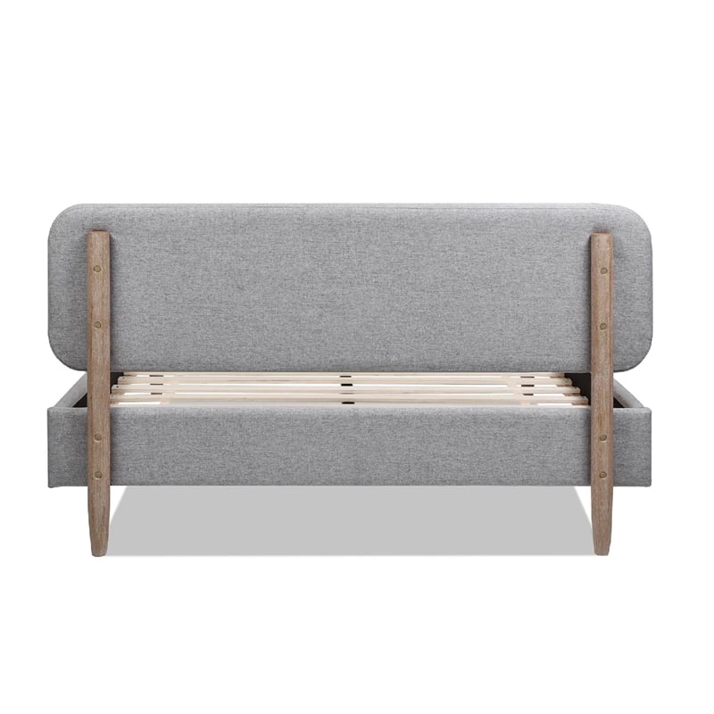 Diego Low Upholstered Platform Bed Queen Light Grey Polyester