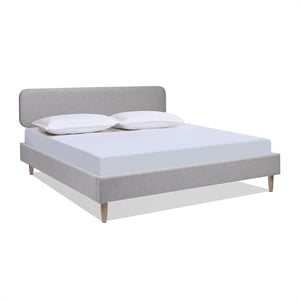 Diego Low Upholstered Platform Bed King Light Grey Polyester