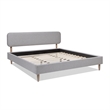 Diego Low Upholstered Platform Bed King Light Grey Polyester