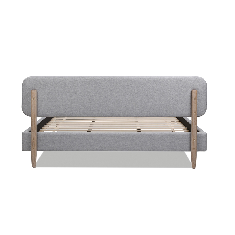 Diego Low Upholstered Platform Bed King Light Grey Polyester